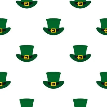 Green top hat with buckle pattern seamless Ilustração Stock