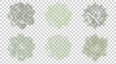 Green top view trees isolated on transparent background cutout set Stock Illustration