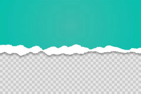 Green torn paper edge template. Ripped horizontal strips with shadows. Border Stock Illustration