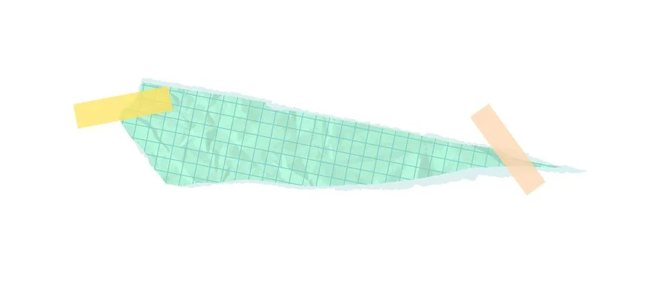 Green torn paper note vector with sticky adhesive tape texture. Old crumpled Stock Illustration