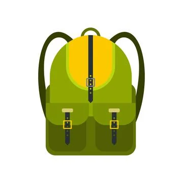 Green touristic backpack flat icon イラスト素材