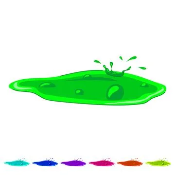 Green toxic liquid puddle with splashing effect graphic Stock Illustration