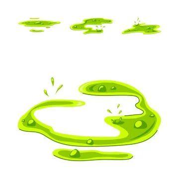 Green toxic slime puddle splash drawing Stock Illustration