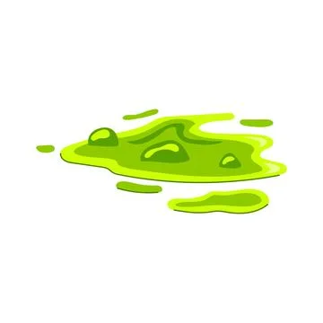 Green toxic slime puddle spreading on white Stock Illustration