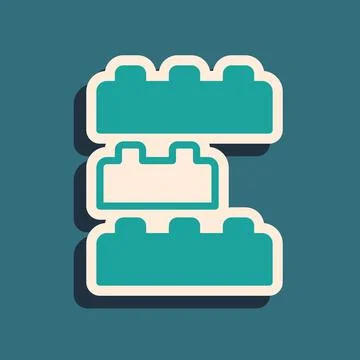 Green Toy building block bricks for children icon isolated on green backgroun Ilustración de archivo