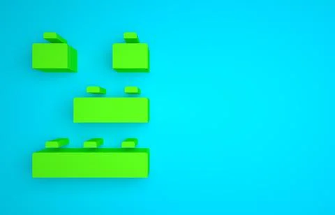 Green Toy building block bricks for children icon isolated on blue background Ilustración de archivo