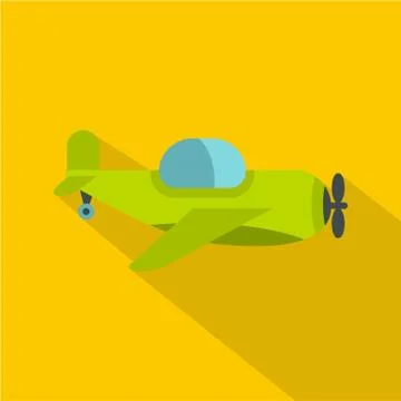 Green toy plane icon, flat style Ilustración de archivo