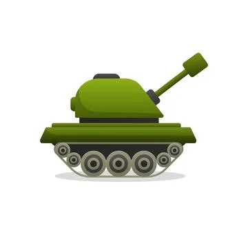 Green toy tank. Armored vehicle of war on tracks with cannon Stock Illustration