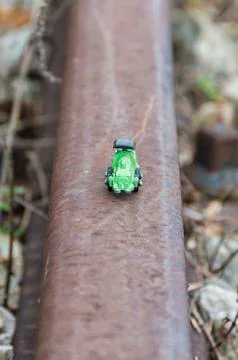 Green toy train Stock Photos