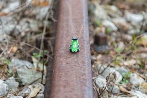 Green toy train Stock Photos