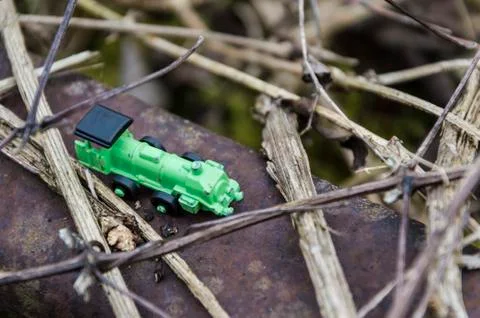 Green toy train Stock Photos