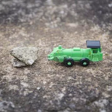 Green toy train Stock Photos