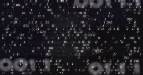 Green traces sliding, binary digits drifting, packing, forming dense matrix Stock Footage 330407982