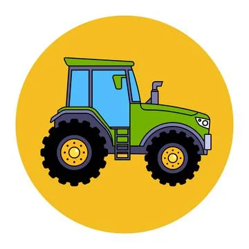 Green tractor on the field. Stock Illustration