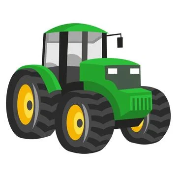 Green tractor on white background - vector image. Agriculture and rural concept Illustrazione stock