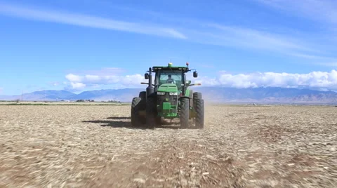 Green Tractor at Work Stock Footage 52224985