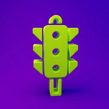 Green Traffic light icon isolated on purple-blue background. Minimalism con.. Illustrazione stock