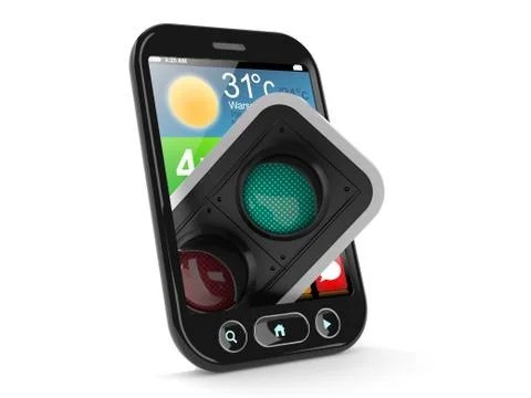 Green traffic light inside smartphone Stock Illustration