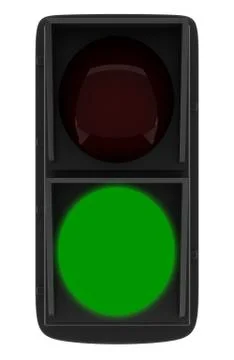 Green traffic light isolated on white Illustrazione stock