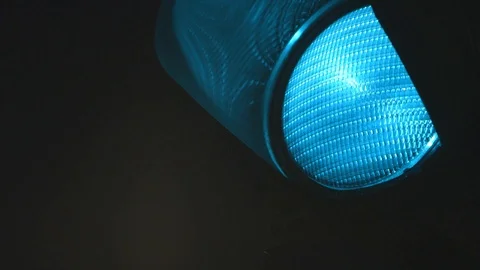 Green Traffic light in the night Stock Footage 90386164