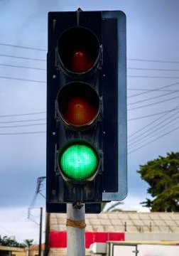 Green traffic light. Stock Photos