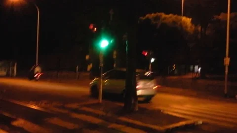Green traffic light in Rome Stock Footage 80599386