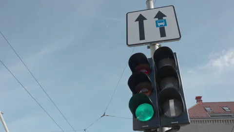 Green Traffic Light in Urban Setting in Tallinn on Estonia Stock Footage 263376182