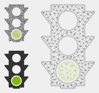 Green Traffic Lights Vector Mesh 2D Model and Triangle Mosaic Icon Illustrazione stock