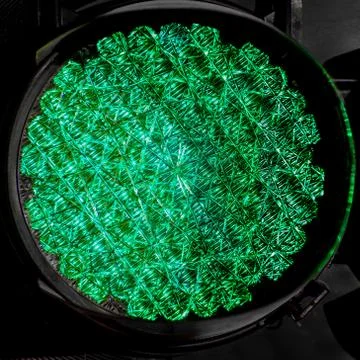 Green trafice light up close Stock Photos