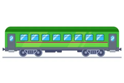 Green train carriage for transporting passengers. Stock Illustration