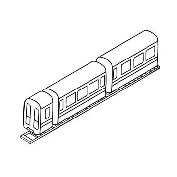 Green train carriages on rails vector illustration Stock Illustration