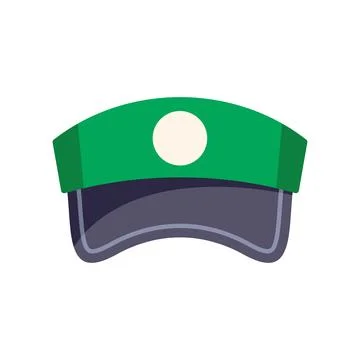 Green train conductor hat with black visor cartoon illustration Stock Illustration