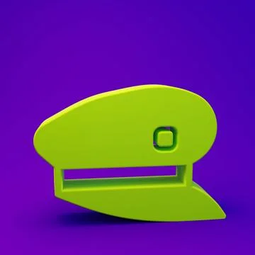 Green Train driver hat icon isolated on purple-blue background. Minimalism .. Illustrazione stock