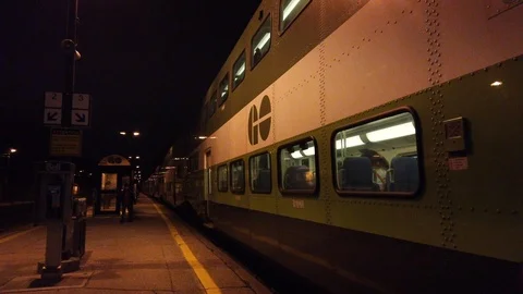 Green train leaving station Stock Footage 102808301