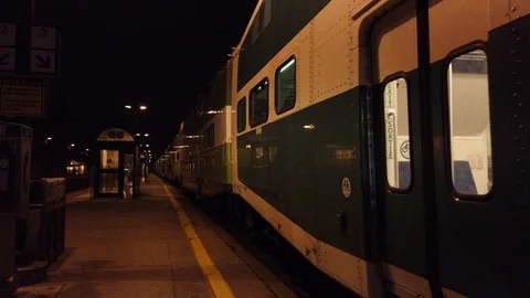 Green Train leaving Train Station platform Stock Footage 102765471