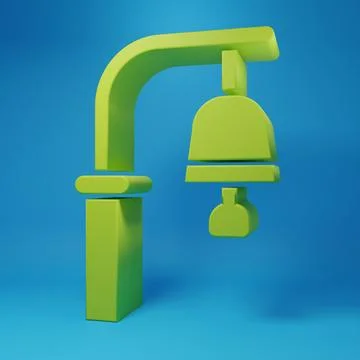 Green Train station bell icon isolated on blue background. Minimalism conce.. Stock Illustration