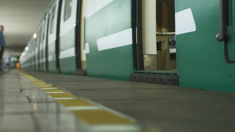A green train in the subway Stock Footage 101579135