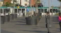 Green tram leaving the tram station in Barcelona 4k or 4k+ Resolution