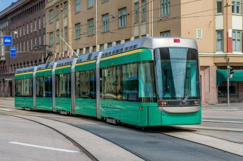 Green tram Stock Photos