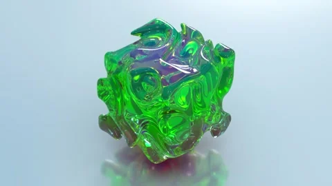 Green Transculent 3D Cube 5 4K Stockbeeldmateriaal 265165958