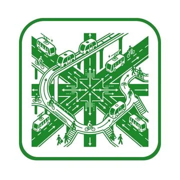 Green transit interchange map concept for multimodal urban mobility and tra.. 스톡 일러스트