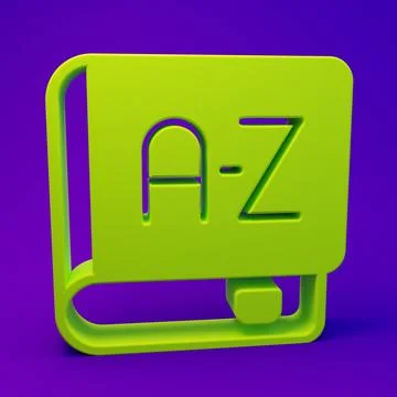 Green Translator book icon isolated on purple-blue background. Foreign lang.. Stock Illustration