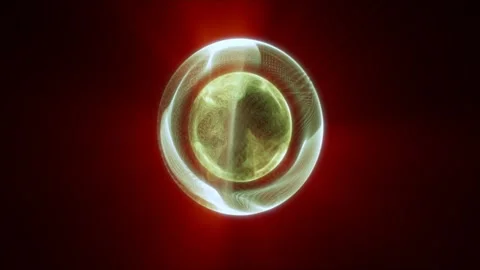 Green translucent cellular energy orb with glowing membrane, inner nucleus,.. Stock-Footage 338341477