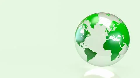Green Transparent Earth Globe Representing Global Sustainability and Enviro.. Illustrazione stock