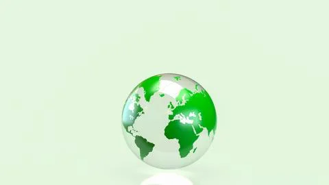 Green Transparent Earth Globe Representing Global Sustainability and Enviro.. Illustrazione stock