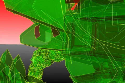 Green Transparent Wireframe Robot Stock Footage 1071783