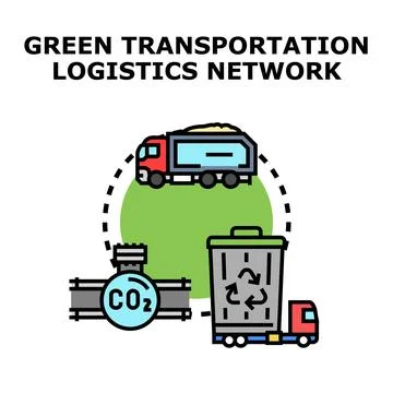 Green transportation logistics network delivering sustainable solutions Stock Illustration