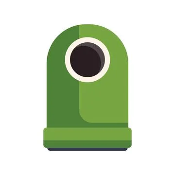 Green trash bin showing a circular opening for throwing garbage イラスト素材