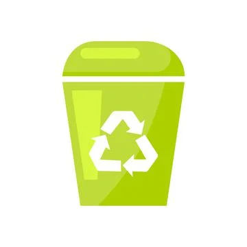 Green trash can recycle sorting zero waste flat Stock Illustration