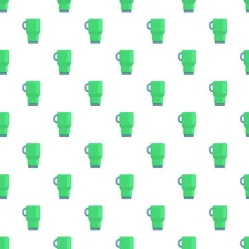Green travel mug pattern for beverage and drinkware designs Illustration